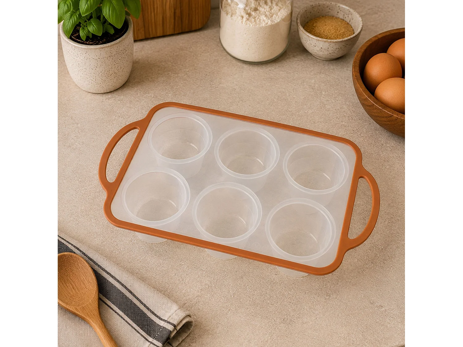 Menastyl - Moule à Patisserie Mady 6 Compartiments Ronds Silicone Acier Carbone