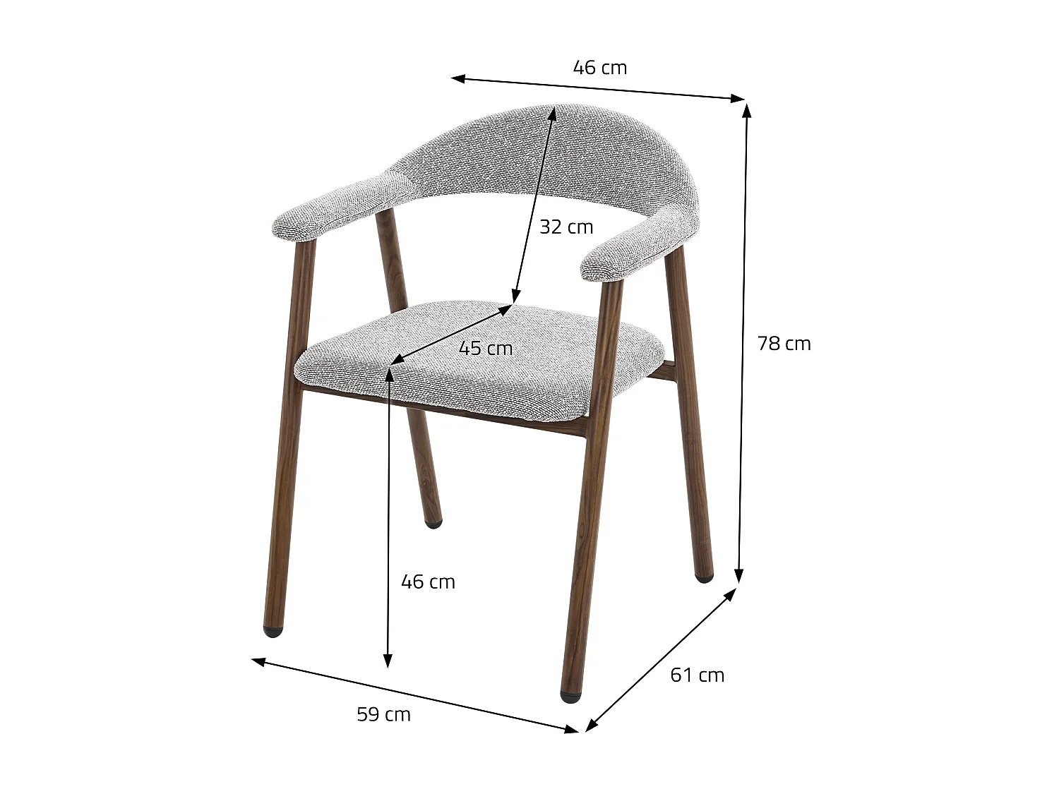 ML-Design Pack 4 sillas de comedor con reposabrazos, asientos de cocina y salón con respaldo, tapizado tejido gris y estructura de acero