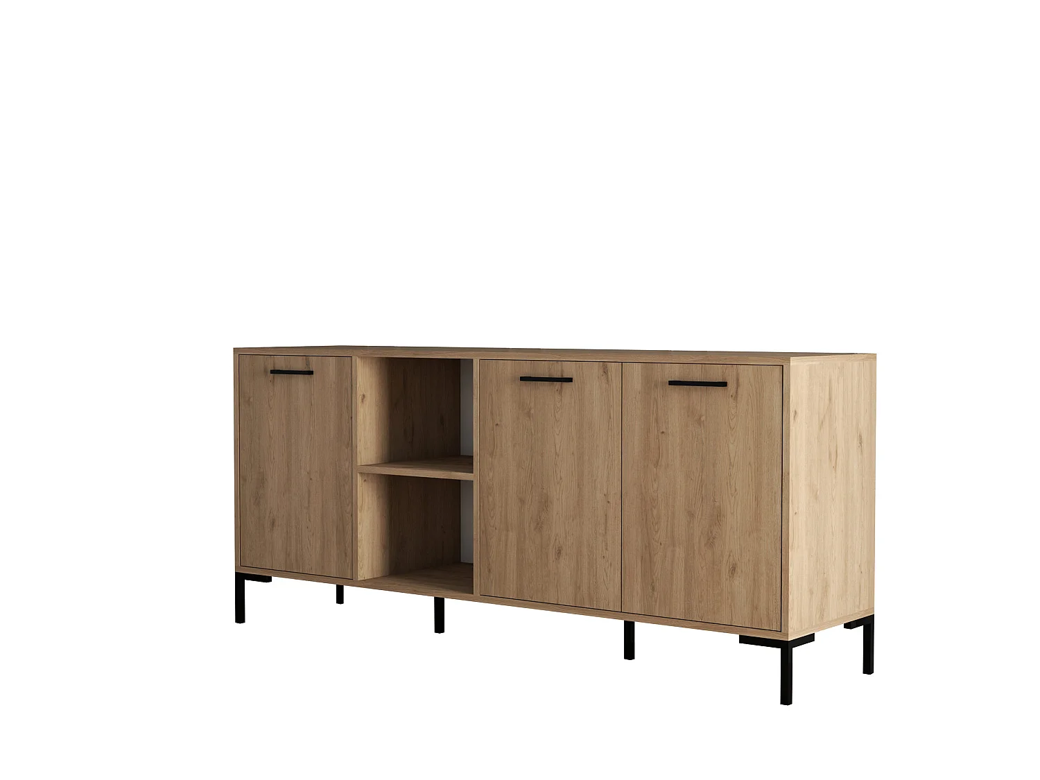 "Aurora" Träcredenza - 180 x 45 x 80 cm - Brun - 7 hyllor, 3 dörrar