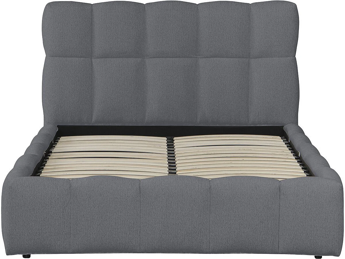Lit double en tissu avec coffre "Davos" - 140 x 190 cm - Gris