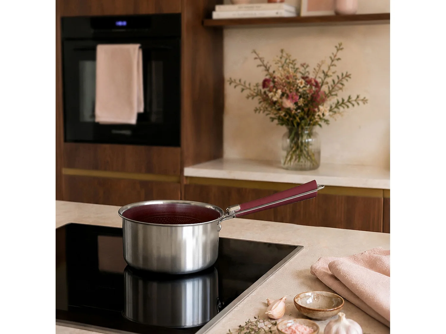 Menastyl - Casserole Aglae 16cm En Acier Inoxydable Lie De Vin