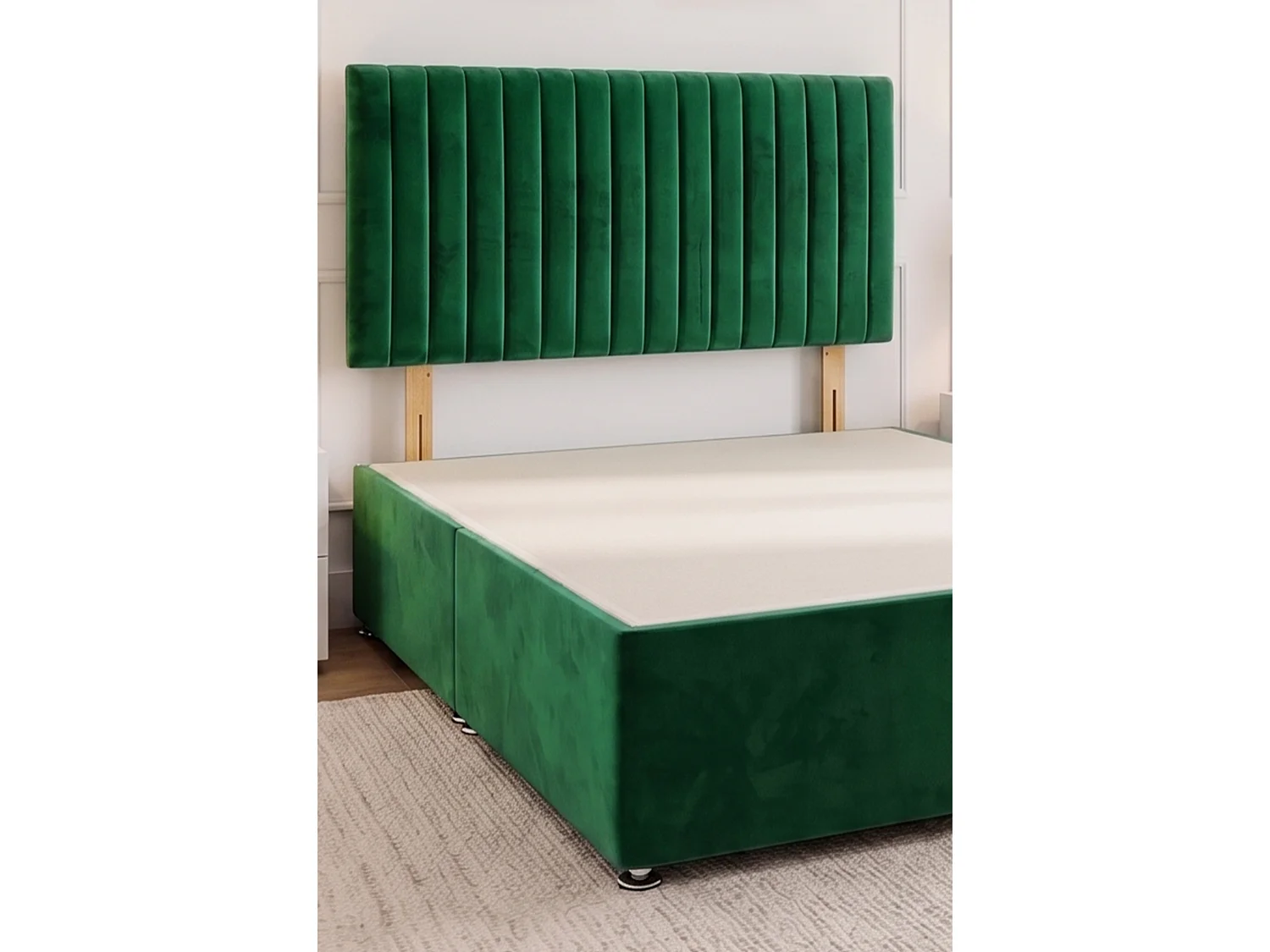 Emily Emerald Plush 4FT6 Divan Bed Base with No Drawer & Headboard - Double