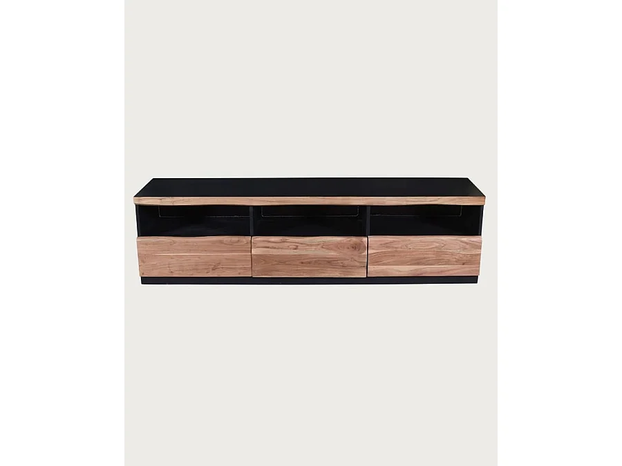 Leo - Meuble TV en bois d'acacia avec éclairage LED