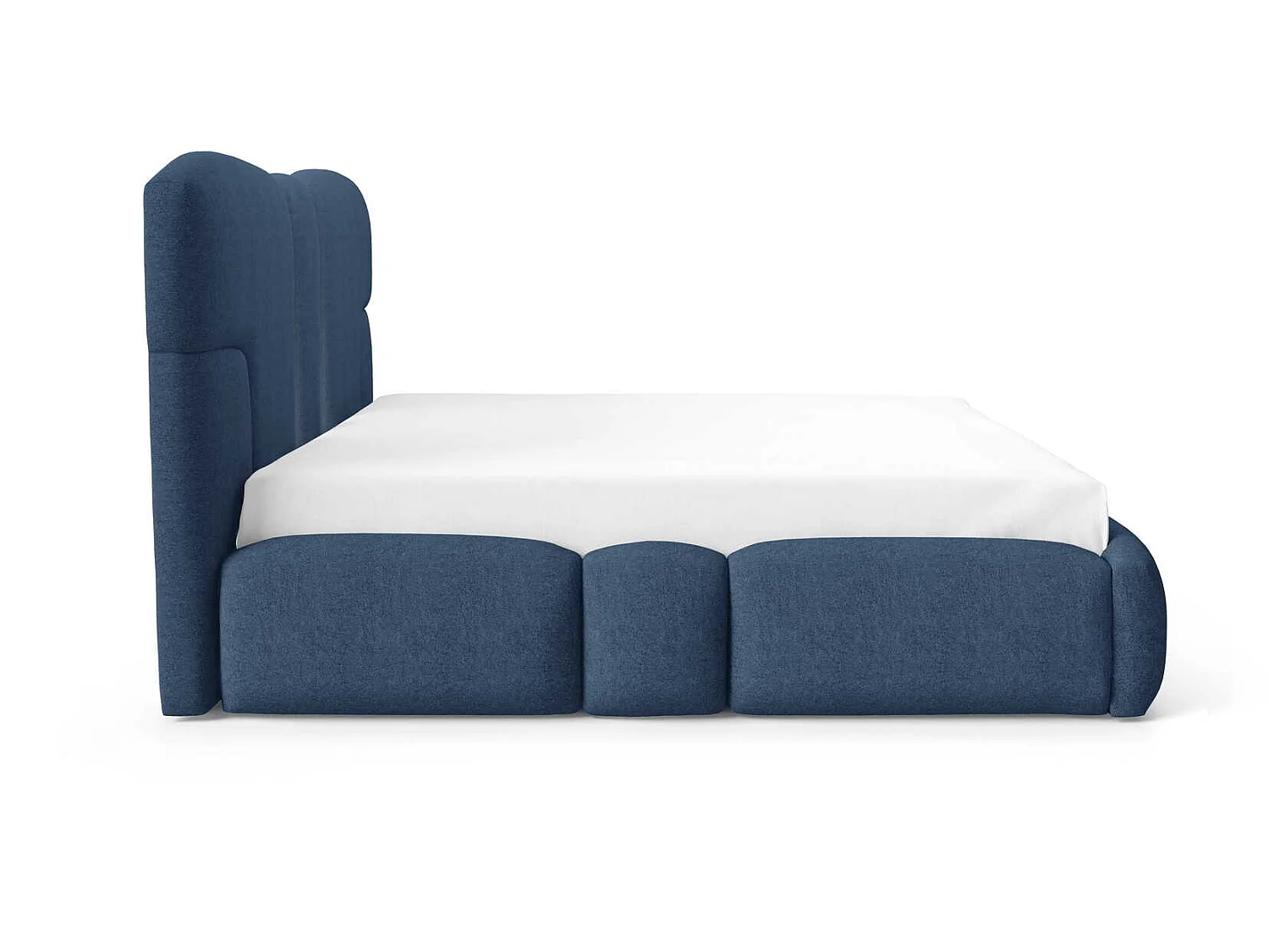 Gestoffeerd bed 180x200 cm Safron met LED, opbergruimte en metalen bedframe, tweepersoonsbed, chenille, Donkerblauw