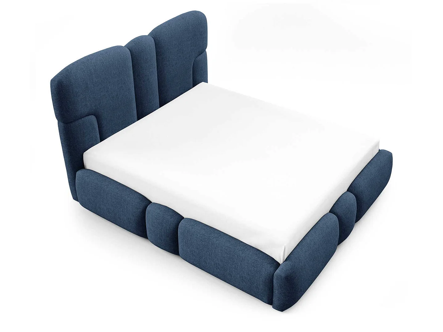 Gestoffeerd bed 180x200 cm Safron met LED, opbergruimte en metalen bedframe, tweepersoonsbed, chenille, Donkerblauw