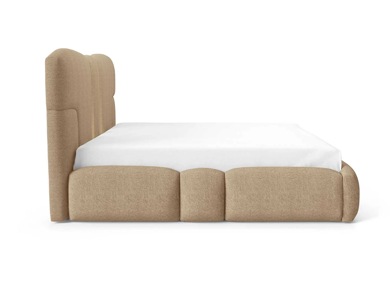 Gestoffeerd bed 200x200 cm Safron met LED, opbergruimte en metalen bedframe, tweepersoonsbed, chenille, Bruin