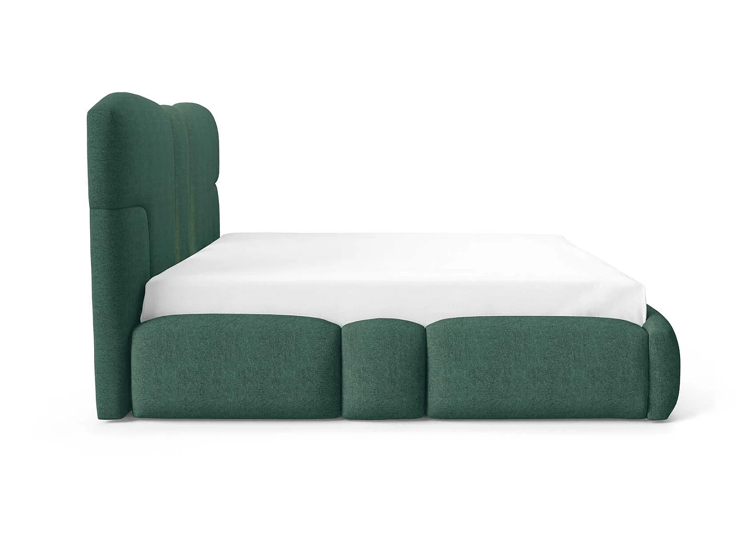 Lit rembourré 200x200 cm Safron avec LED, coffre de rangement et sommier métallique, lit double, tissu chenille, Vert