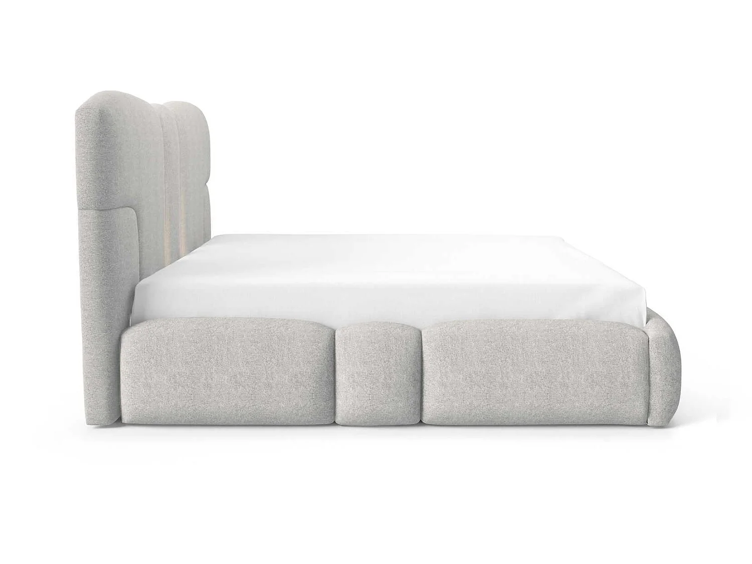 Gestoffeerd bed 200x200 cm Safron met LED, opbergruimte en metalen bedframe, tweepersoonsbed, chenille, Lichtgrijs