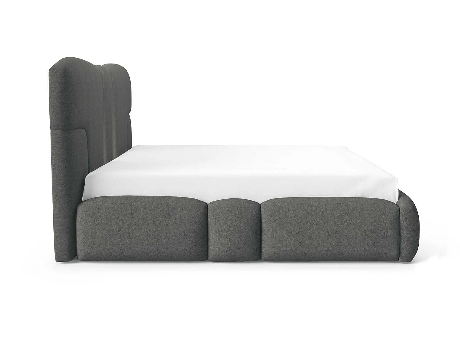 Gestoffeerd bed 200x200 cm Safron met LED, opbergruimte en metalen bedframe, tweepersoonsbed, chenille, Donkergrijs
