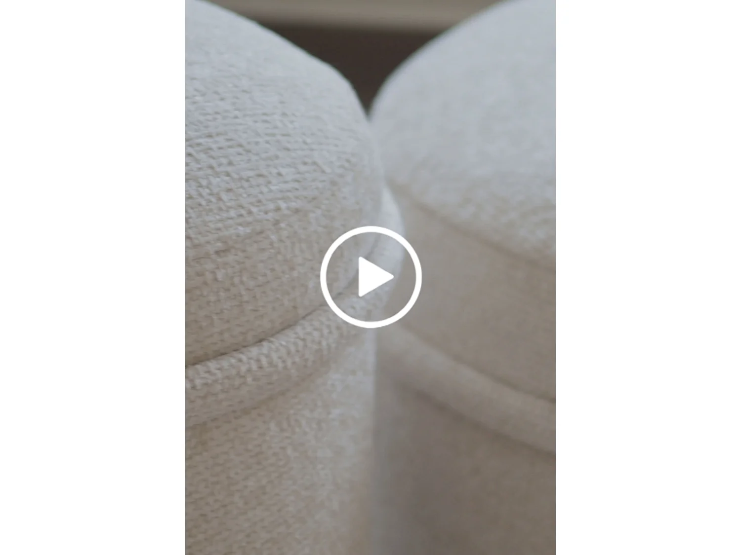 Tubio Large Footstool, Ivory Chenille, Solid Ash Legs, Brushed Brass Details