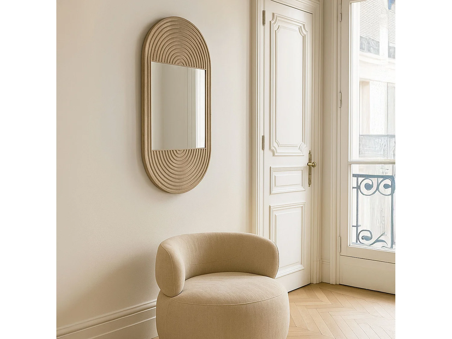 Now's Home - Miroir En Pin Recyclé 47x5xh91cm Kristen