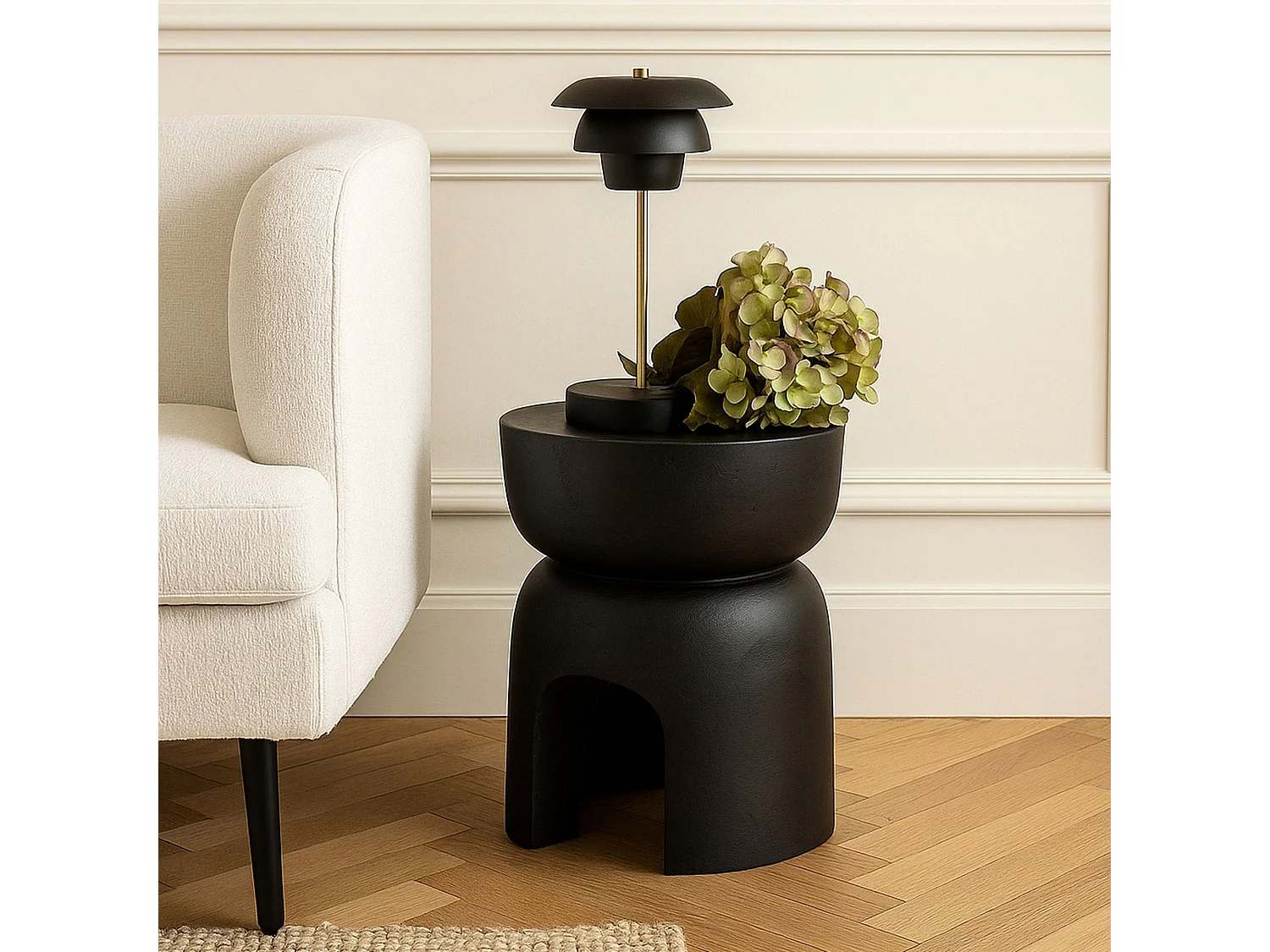 Now's Home - Meuble D'appoint En Bois De Paulownia Noir 32x32x40cm Tree