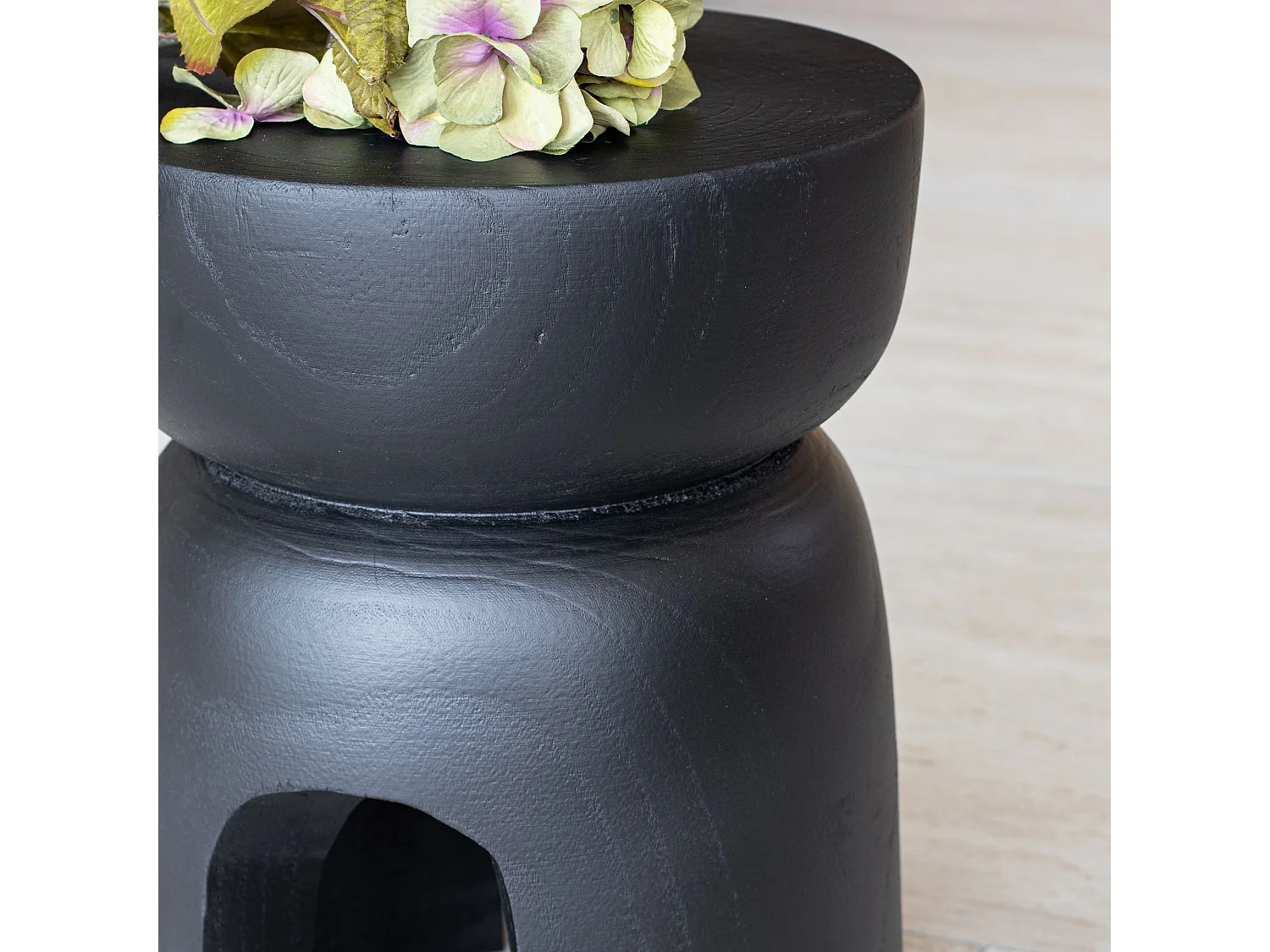 Now's Home - Meuble D'appoint En Bois De Paulownia Noir 32x32x40cm Tree