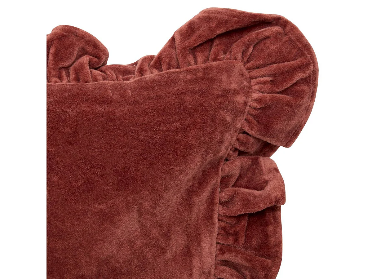Coussin Déco Brodé "Mona" 35x75cm Rouge Grenat