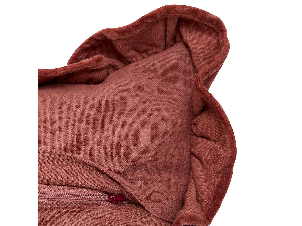 Coussin Déco Brodé "Mona" 35x75cm Rouge Grenat