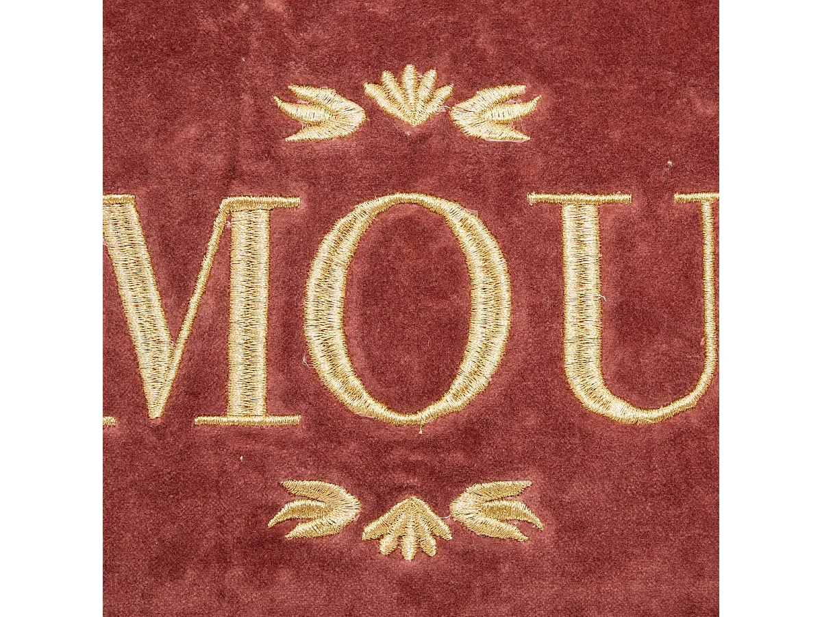 Coussin Déco Brodé "Mona" 35x75cm Rouge Grenat