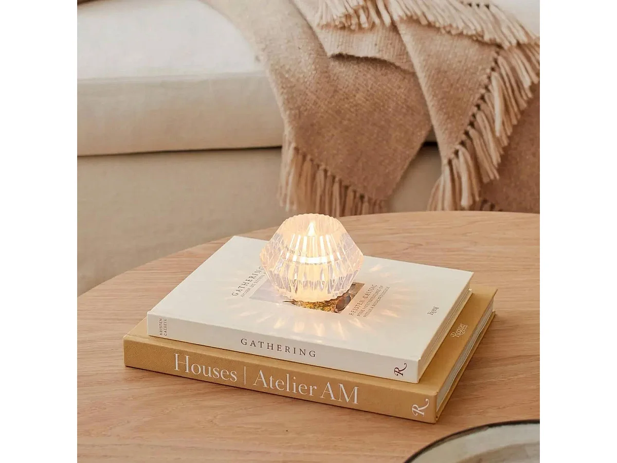 Bougie LED Diamant "Crysta" 6cm Blanc