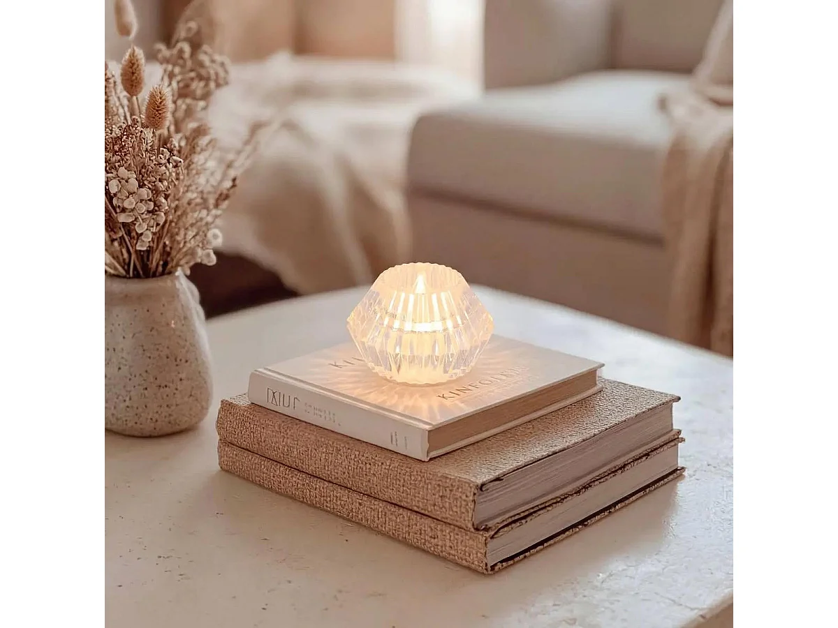 Bougie LED Diamant "Crysta" 6cm Blanc