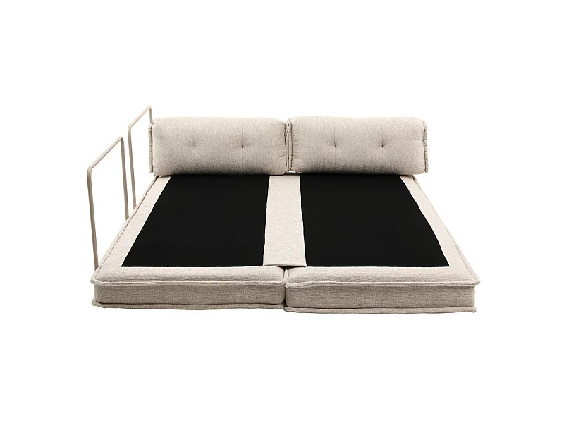Canapé style futon 2 étages 3pl convertible tissu doux beige – ANNIE