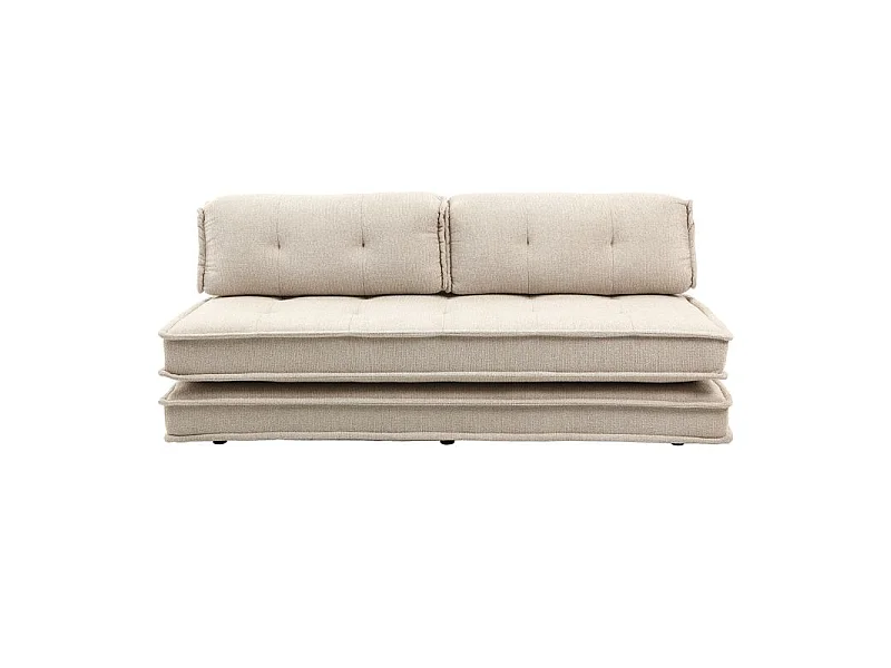 Canapé style futon 2 étages 3pl convertible tissu doux beige – ANNIE