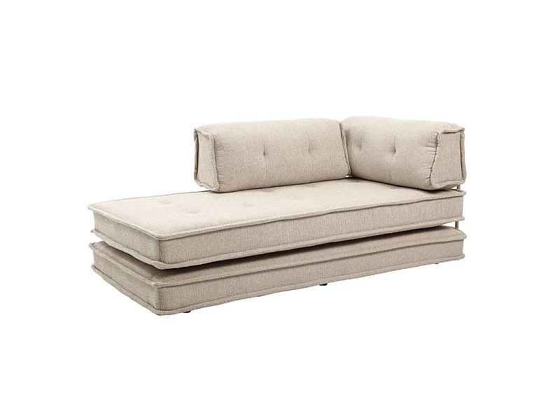 Canapé style futon 2 étages 3pl convertible tissu doux beige – ANNIE