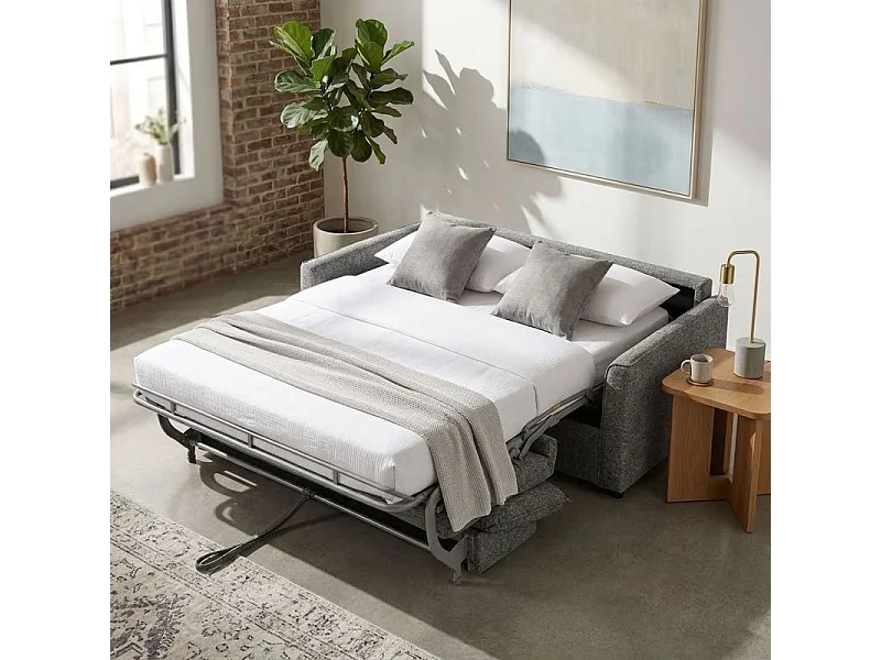 Canapé convertible 3pl système Rapido tissu doux gris – ELLIS