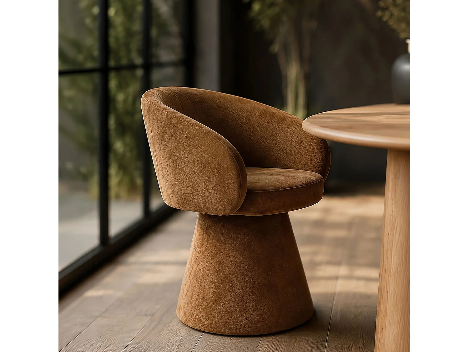 Now's Home - Faut/table Pivotant En Tissus Effet Chenille T/ Sienne 58x60x77.5 Alba