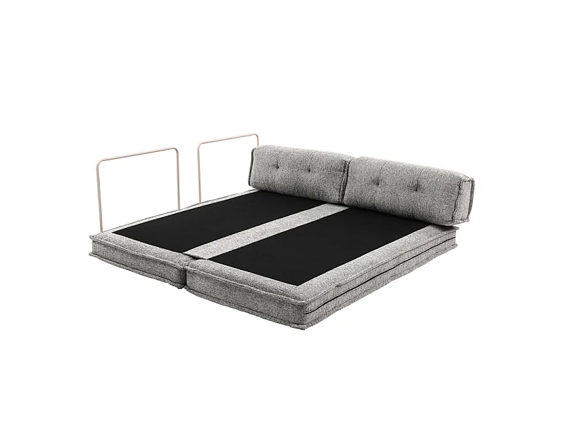 Canapé style futon 2 étages 3pl convertible tissu doux gris – ANNIE