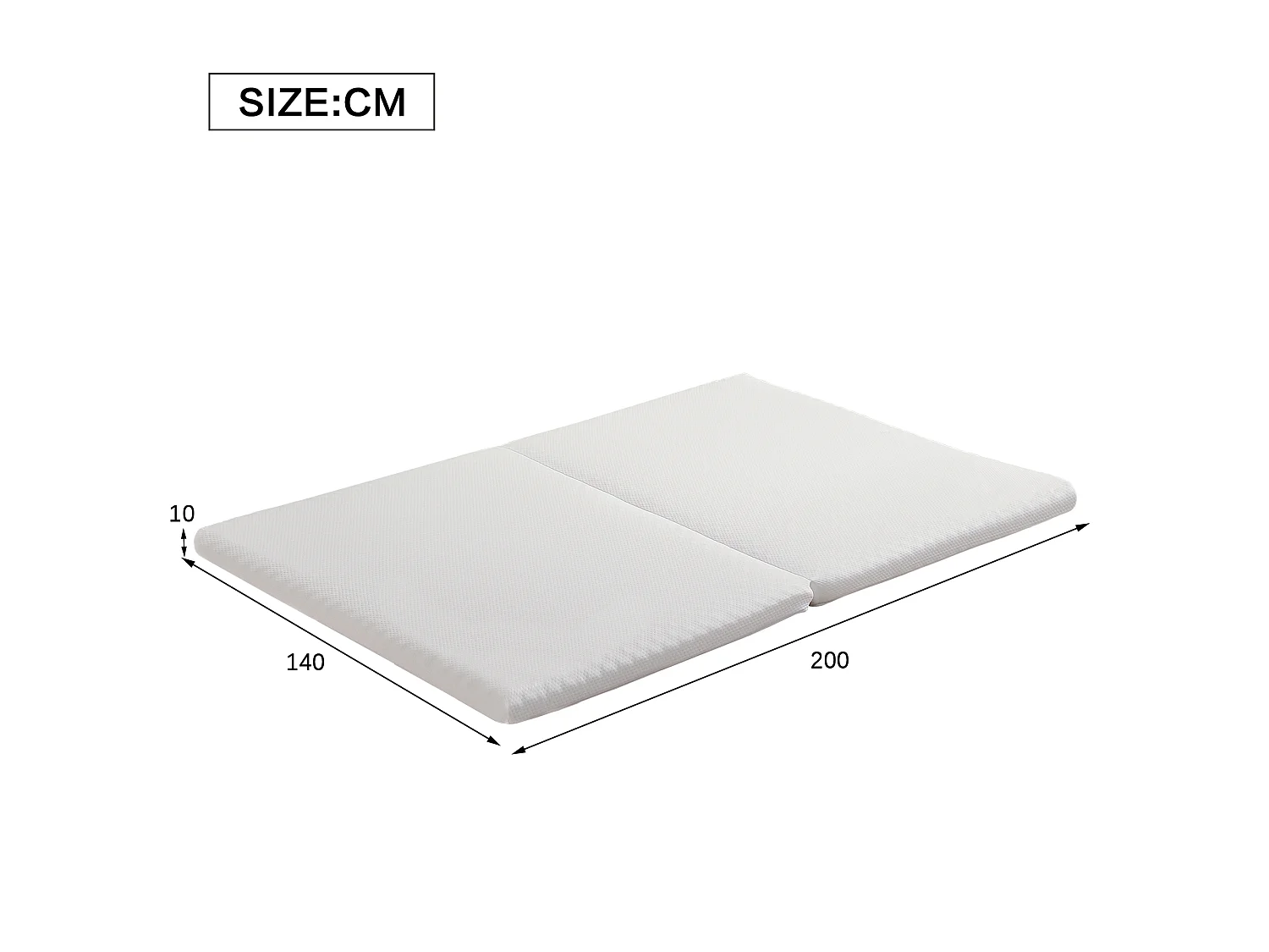 Materac składany 140 x 100/200 cm z pianki 23D - Twardość H3 - Grubość 10 cm - Opakowanie skompresowane