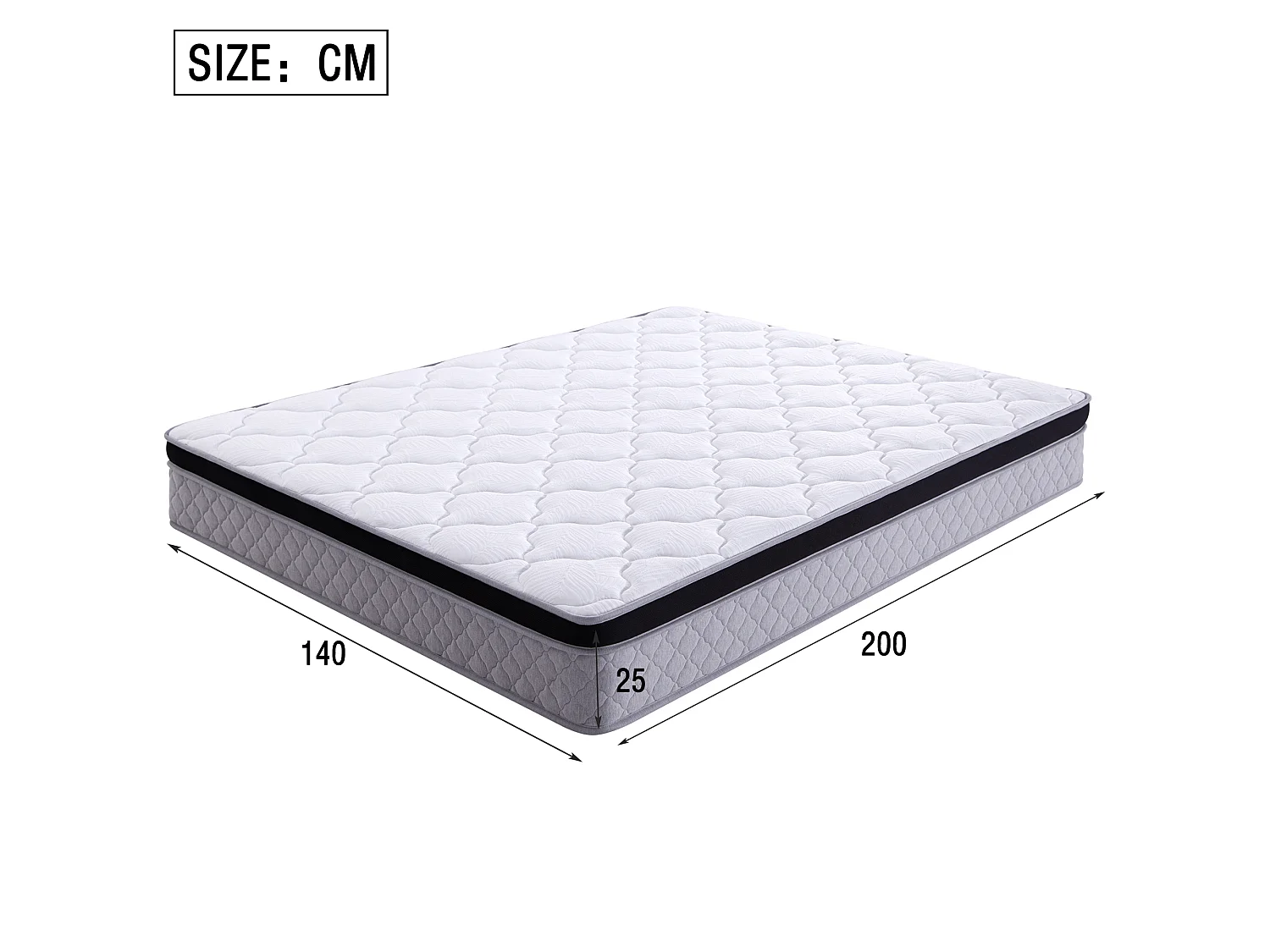 Taschenfederkernmatratze H3 140 x 200 cm 25 cm mit 7 ergonomischen Zonen und Lendenwirbelstütze – Taschenfederkern – Weiß