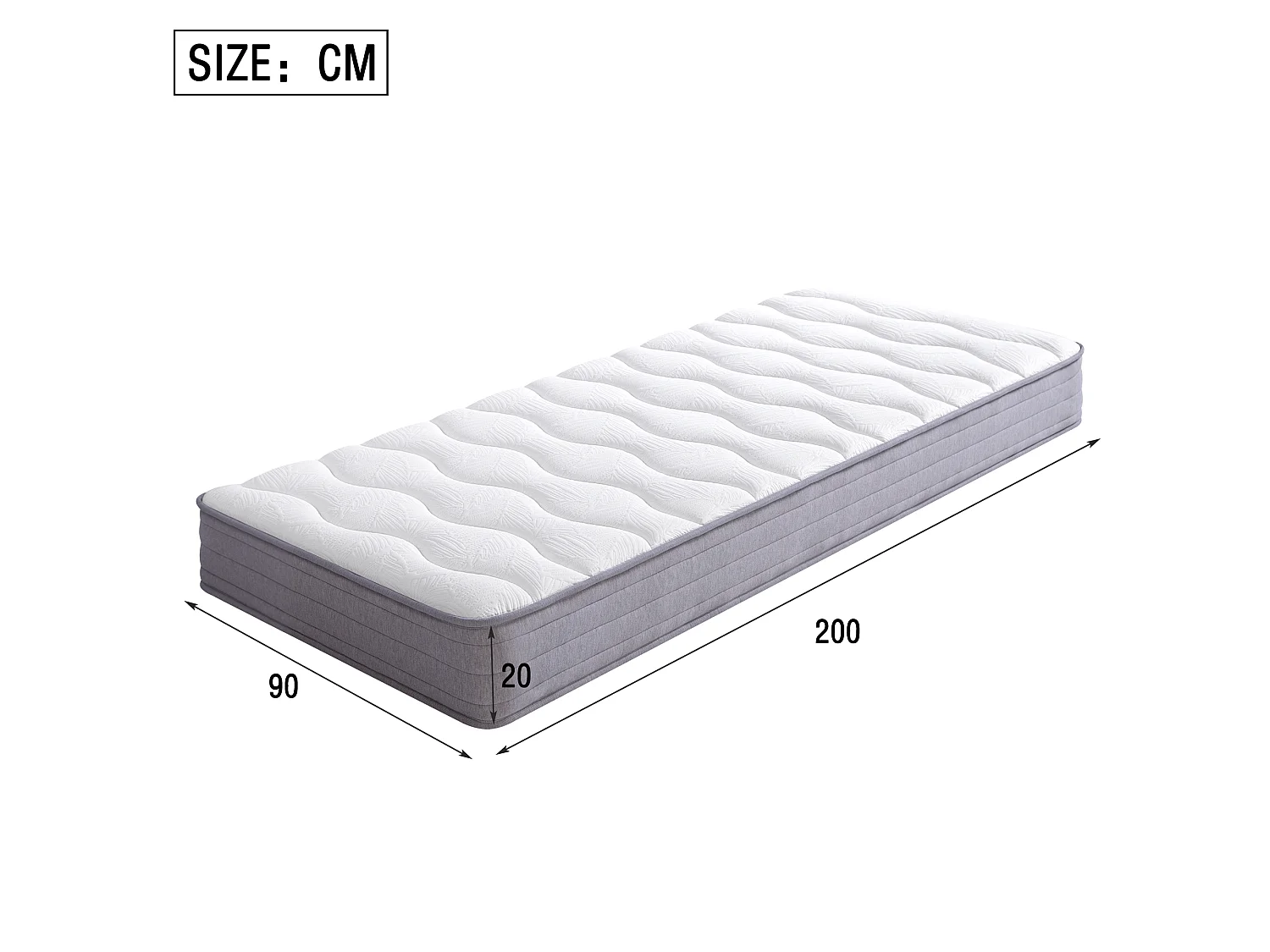 Pocketveringmatras H3 90 x 200 cm met ergonomische zones en lendensteun - Pocketveren - 20 cm - Wit