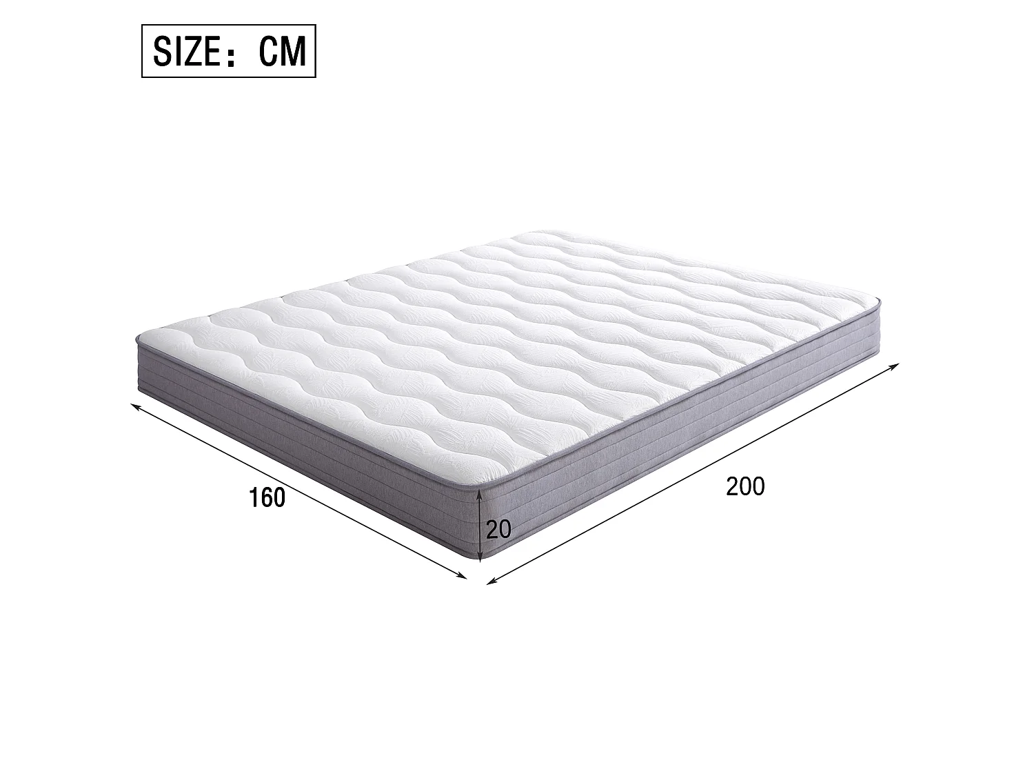 Taschenfederkernmatratze H3 160 x 200 cm mit ergonomischen Zonen und Lendenwirbelstütze – Taschenfedern – 20 cm – Weiß