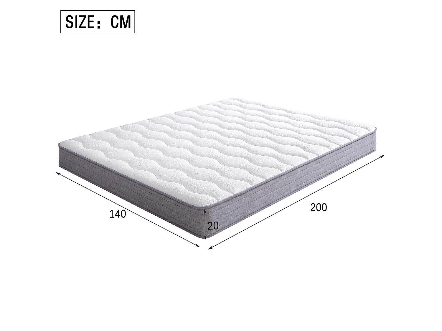 Taschenfederkernmatratze H3 140 x 200 cm mit ergonomischen Zonen und Lendenwirbelstütze – Taschenfedern – 20 cm – Weiß