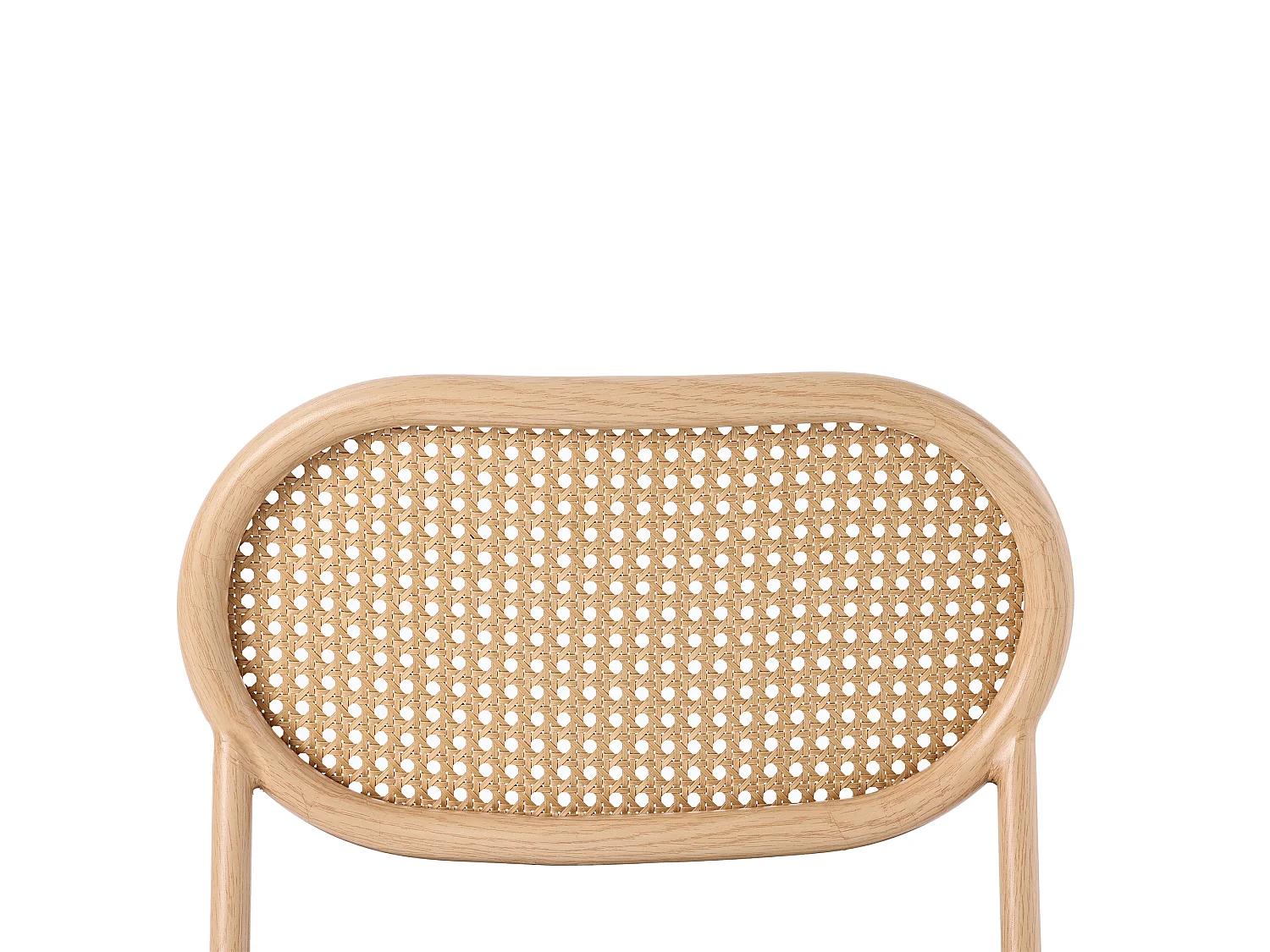 Juego de 6 sillas de comedor sin brazos - Asiento de cuero sintético, respaldo de ratán y patas de metal - Marrón