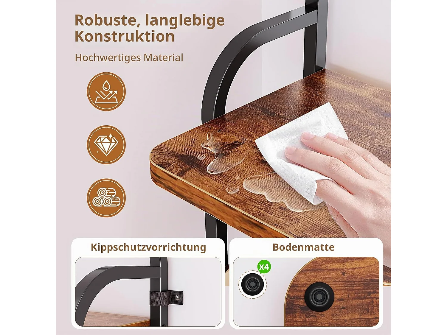 Dripex verticaal schoenenrek met 10 niveaus, smalle metalen schoenenstandaard met verstelbare planken, ruimtebesparend voor de hal, vintage bruin & zwart