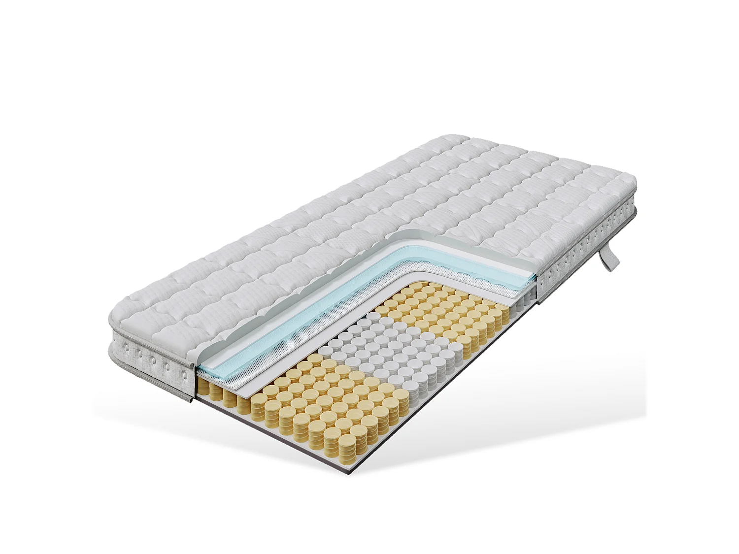 90 x 200 cm pocketmadras med 7 H3-zoner, ergonomisk koldskum, anti-mide, åndbar, OEKO-TEX