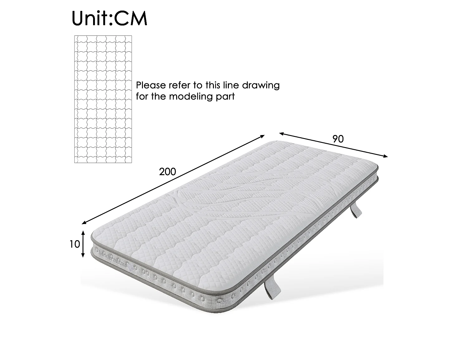90 x 200 cm pocketmadras med 7 H3-zoner, ergonomisk koldskum, anti-mide, åndbar, OEKO-TEX