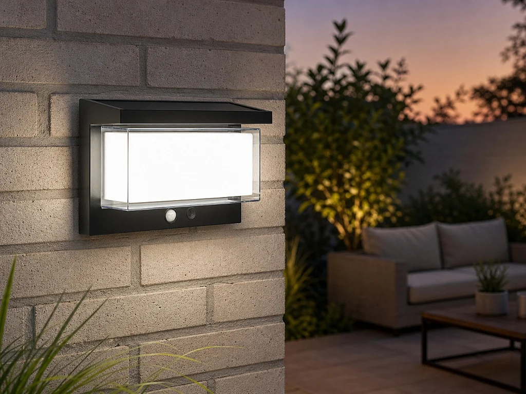 Lot de 2 appliques murales solaires avec détecteur de mouvement - 300 lumens - ELVIA