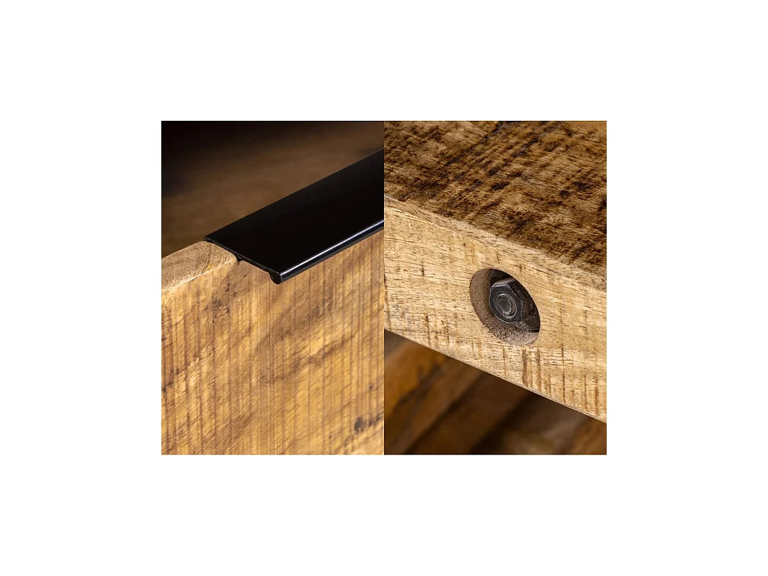 Buffet LODEN 175 cm en madera maciza de mango barnizado – 2 puertas, 3 cajones y nicho para botellas