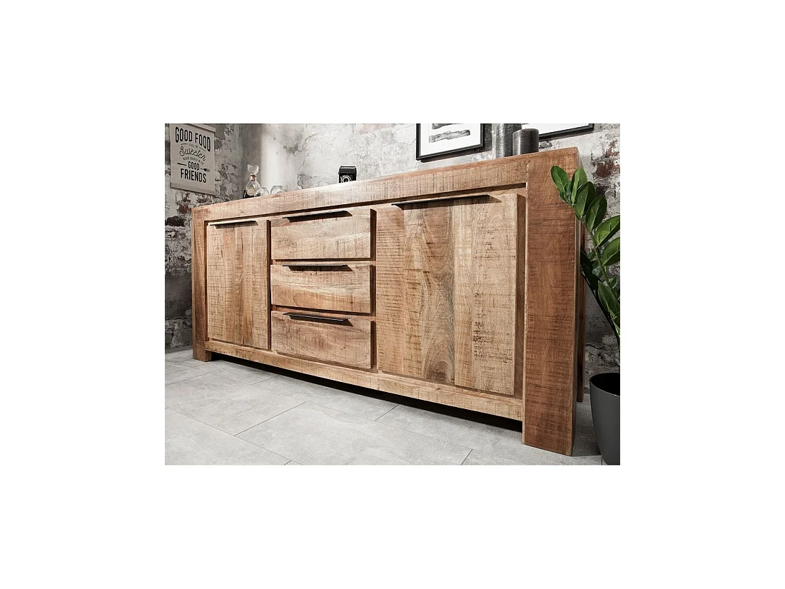 Buffet LODEN 174 cm en madera maciza de mango – 2 puertas, 3 cajones y numerosos almacenamientos
