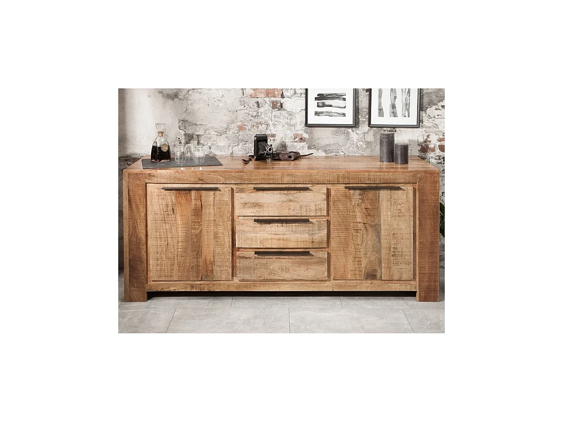 Buffet LODEN 174 cm en madera maciza de mango – 2 puertas, 3 cajones y numerosos almacenamientos