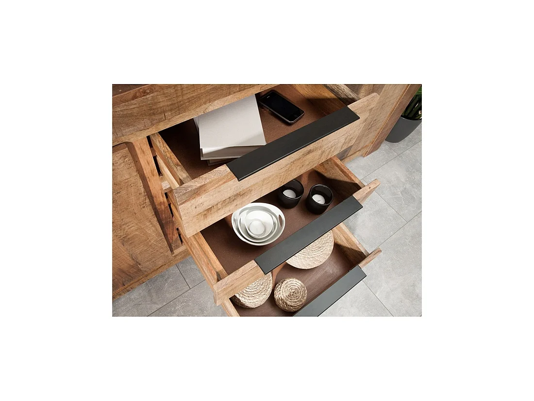 Buffet LODEN 174 cm en madera maciza de mango – 2 puertas, 3 cajones y numerosos almacenamientos