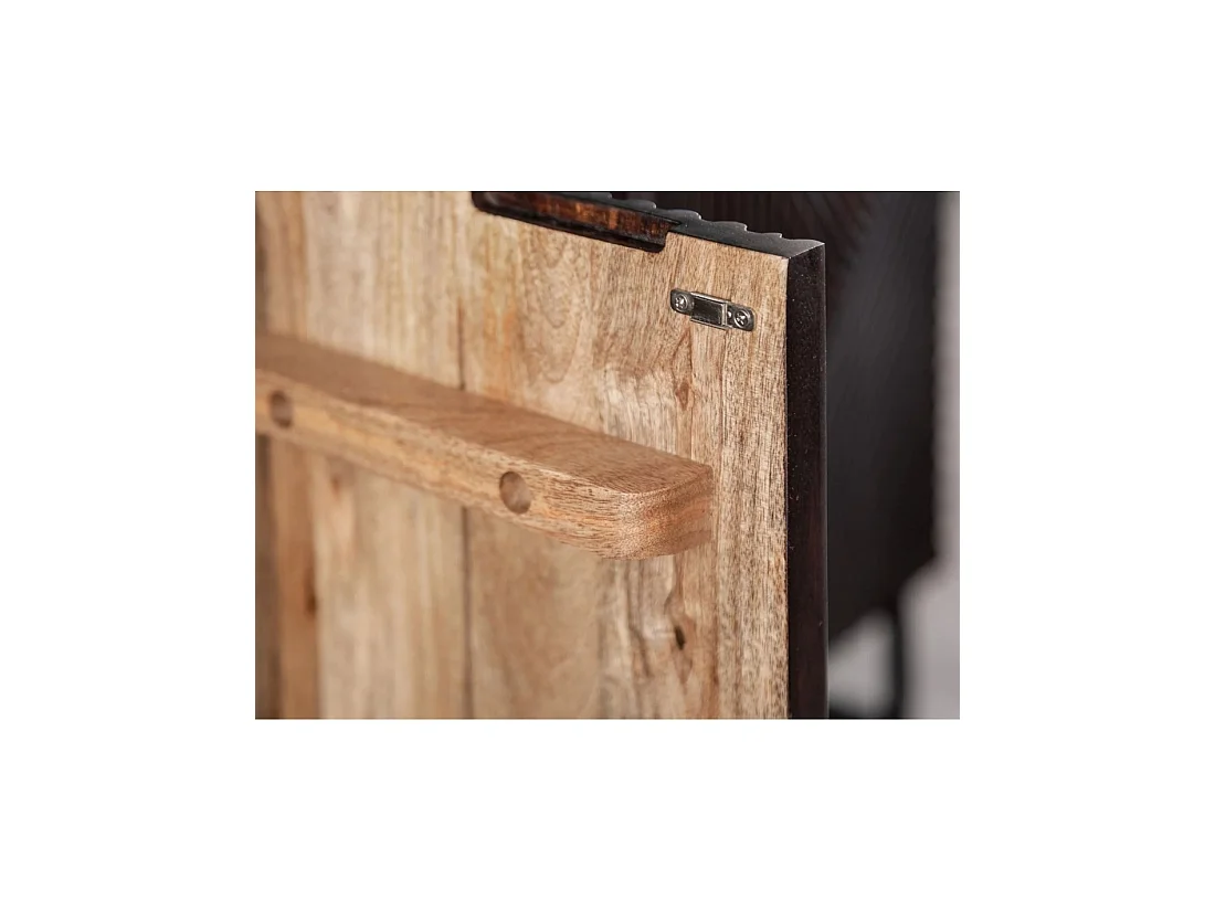 Buffet KARMY 177 cm en bois de manguier massif – 4 portes sculptées et métal noir