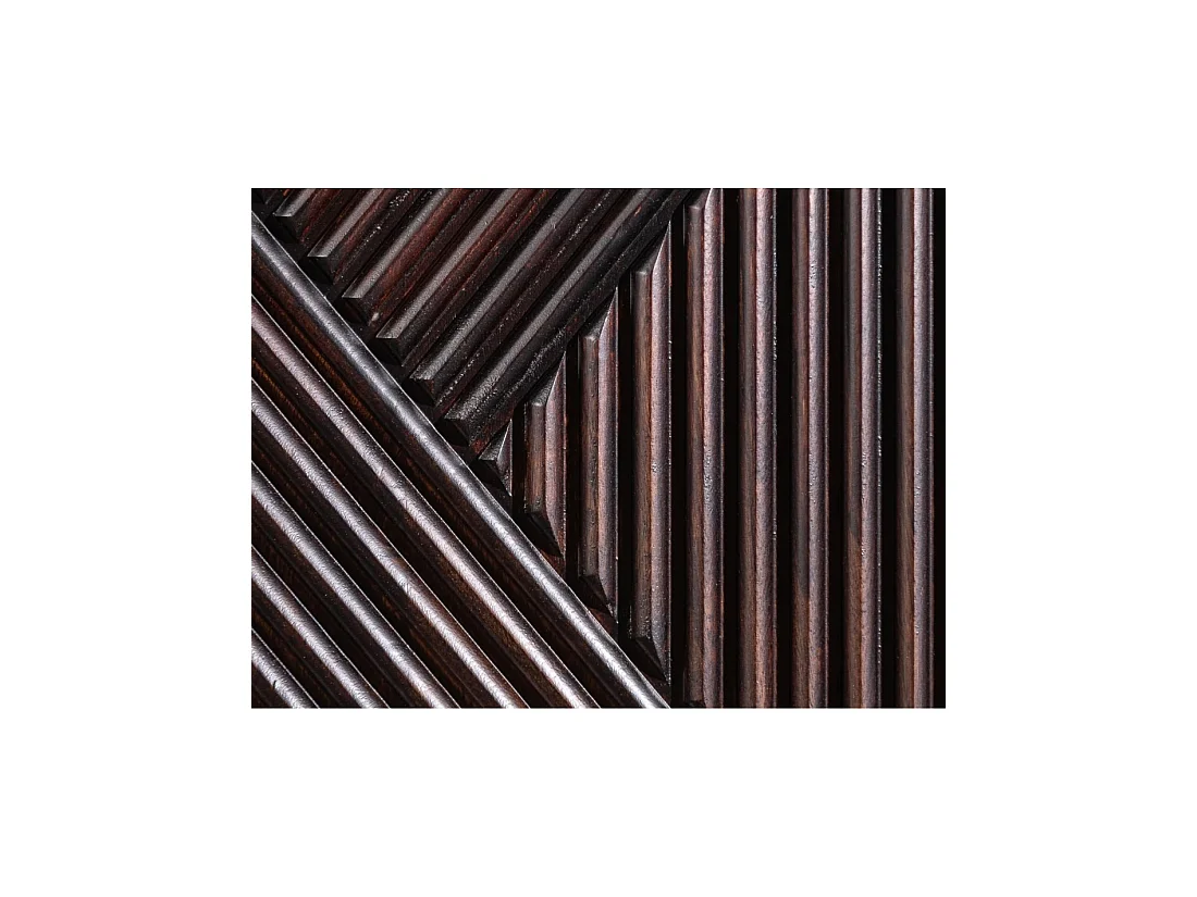 Buffet KARMY 177 cm en bois de manguier massif – 4 portes sculptées et métal noir
