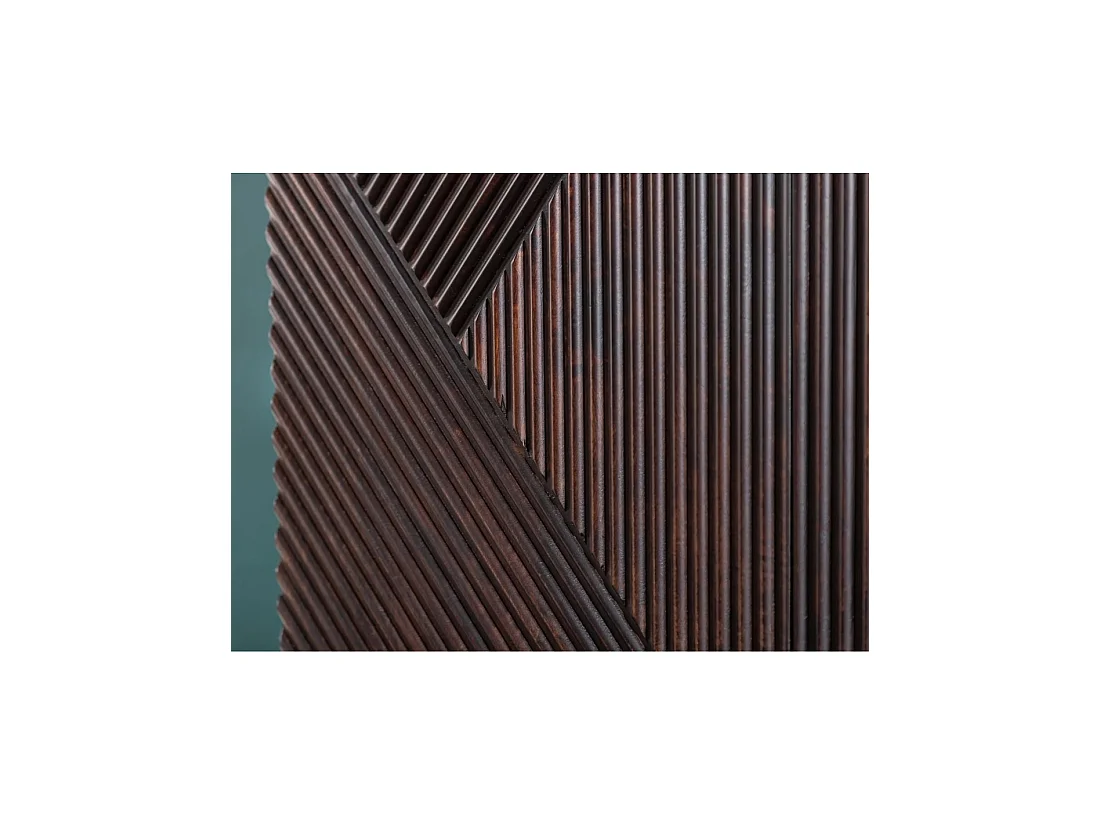 Buffet KARMY 177 cm en bois de manguier massif – 4 portes sculptées et métal noir