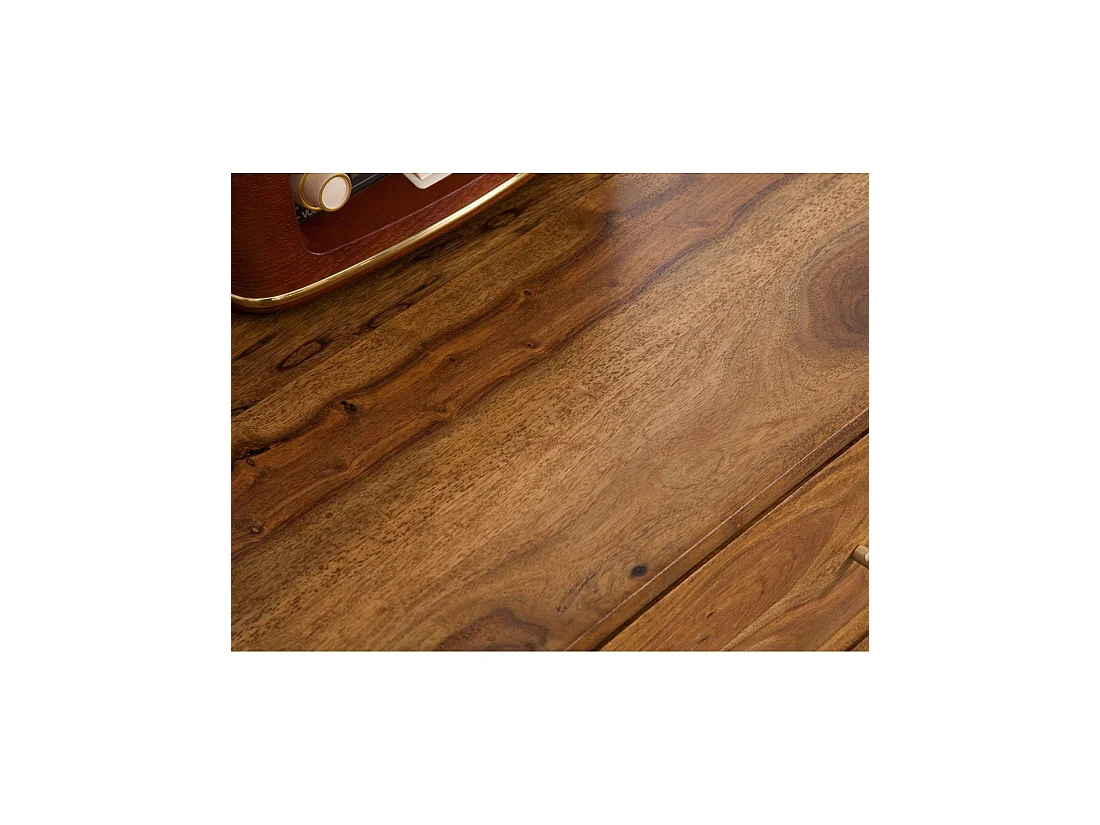 Buffet SCANI 145 cm aus massivem, lackiertem Sheeshamholz – 2 geschnitzte Türen und 3 Schubladen