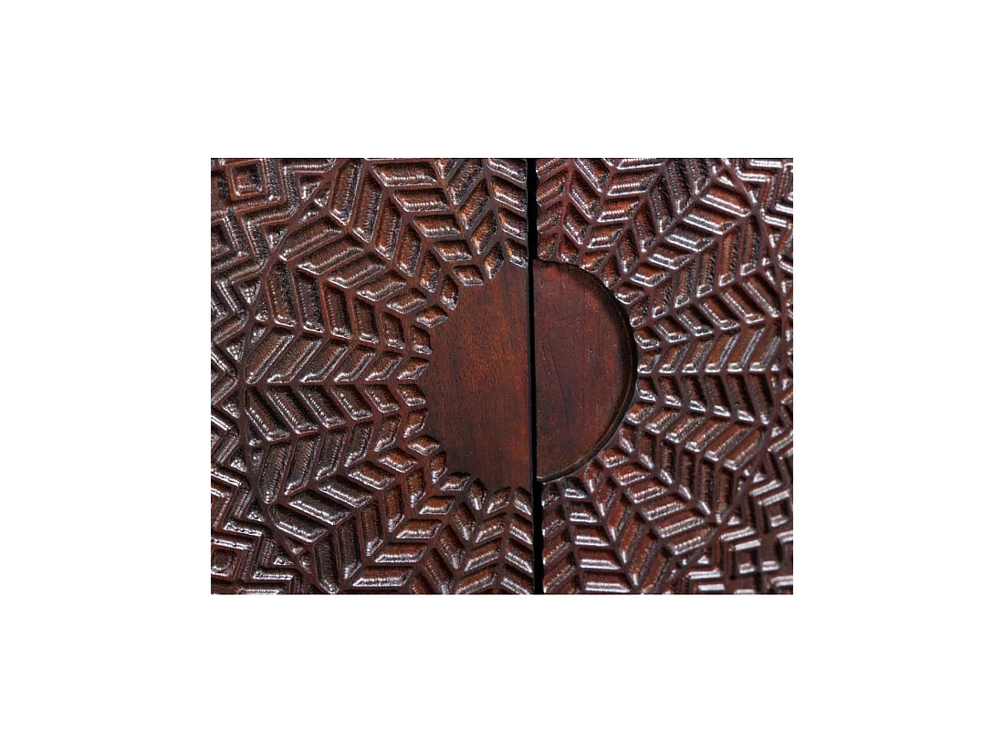 Buffet MAHARA 160 cm in massief mangohout - 4 gesneden deuren zwart, bruin en goud
