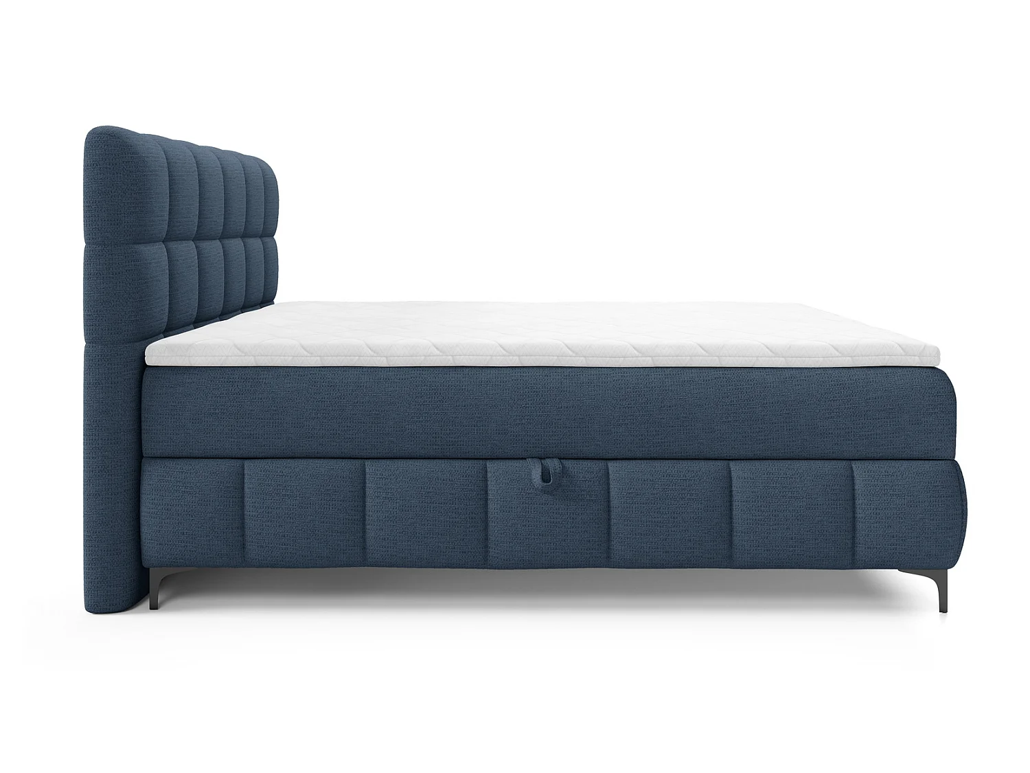 Tweepersoonsbed 180x200 cm Altessa, H3-matras, metalen poten, topper en opbergruimte, Donkerblauw