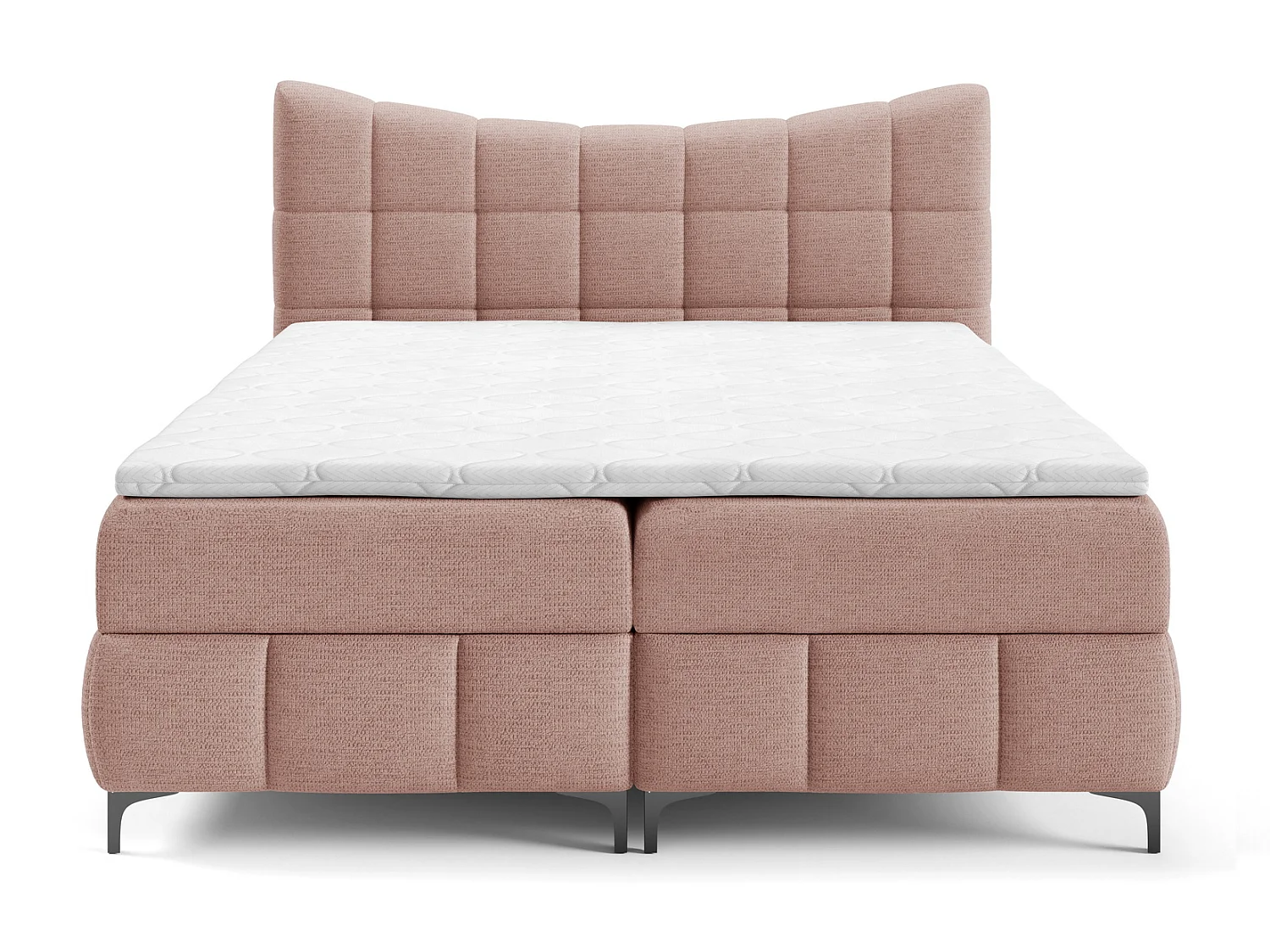 Boxspringbed 160x200 cm Almera met opbergruimte, H3-matras, topper, modern design, Poederroze