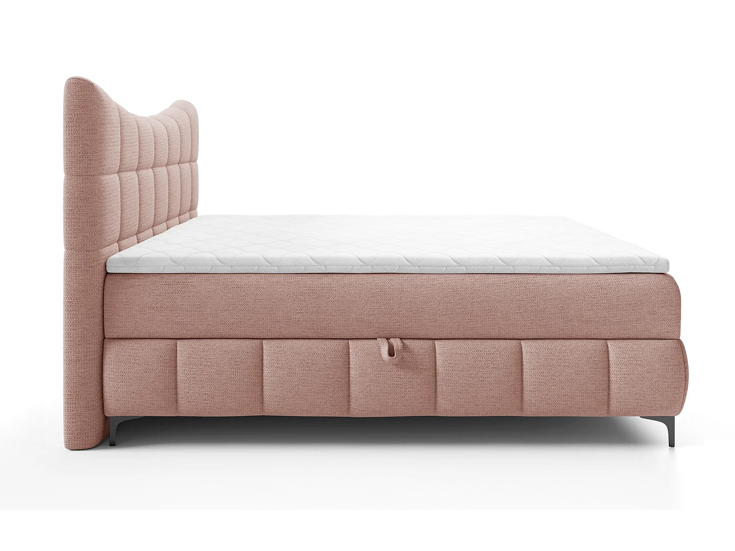Boxspringbed 160x200 cm Almera met opbergruimte, H3-matras, topper, modern design, Poederroze